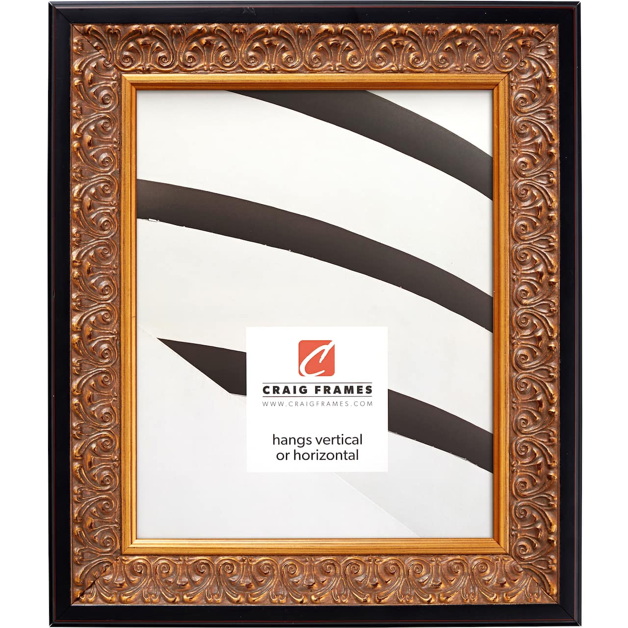 Craig Frames Furio Distressed Gold and Black Picture Frame